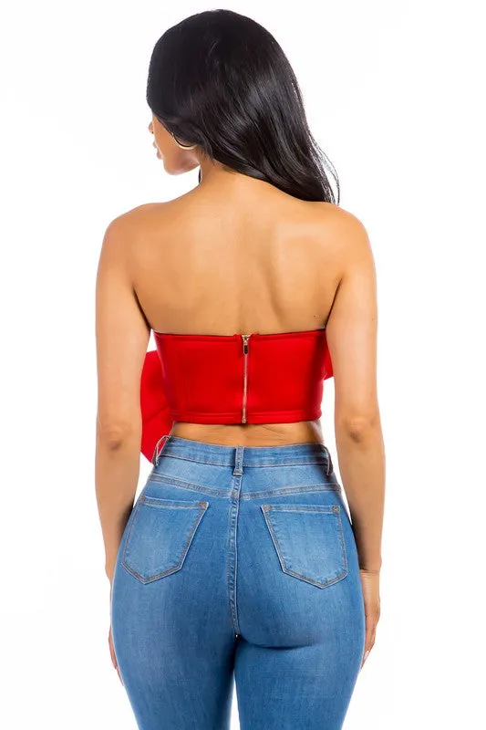 TEEK - RED BOW-TIE ZIP UP TUBE TOP