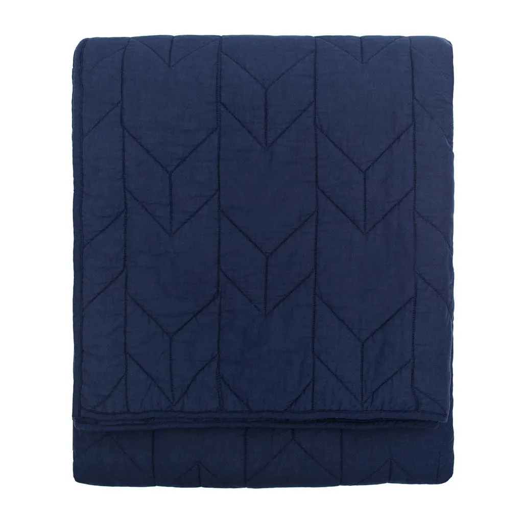 The Chevron Navy Blue Quilt & Sham