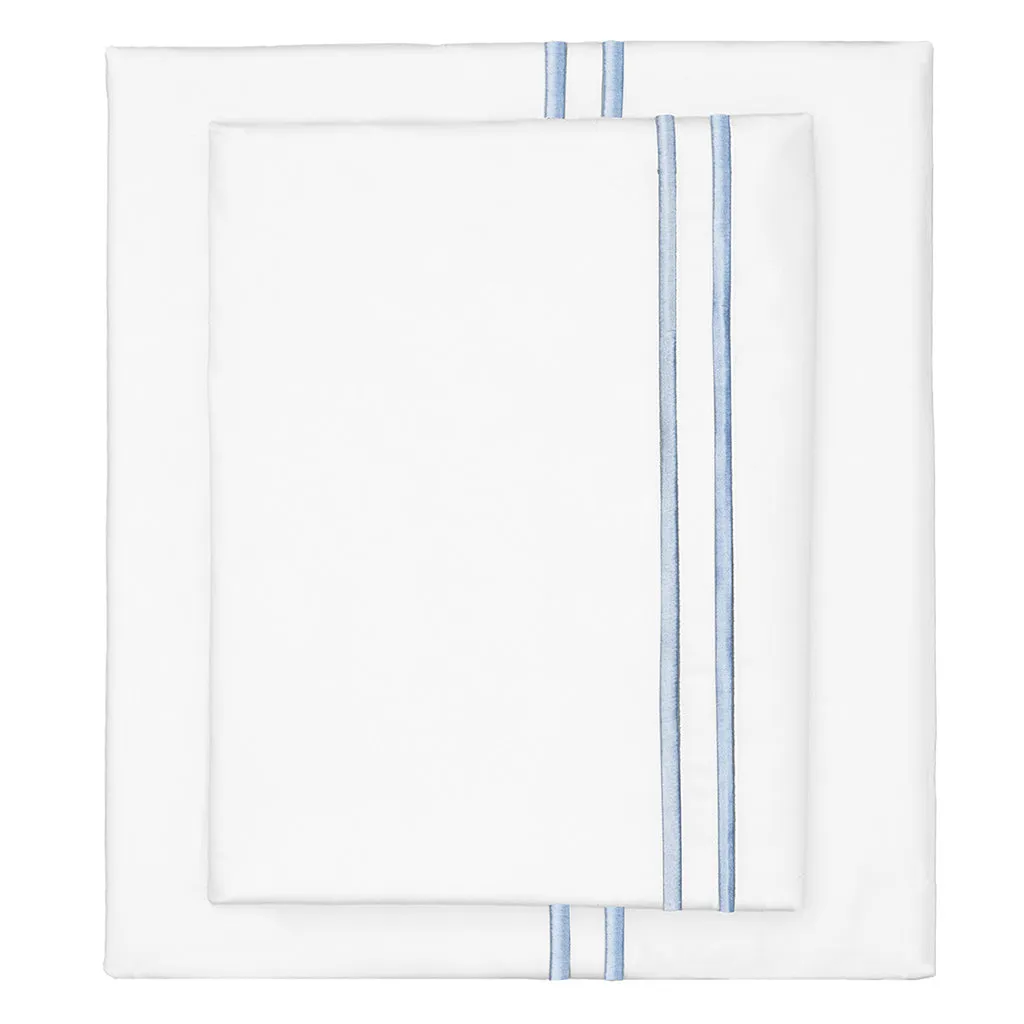 The French Blue Lines Embroidered Sheet Set