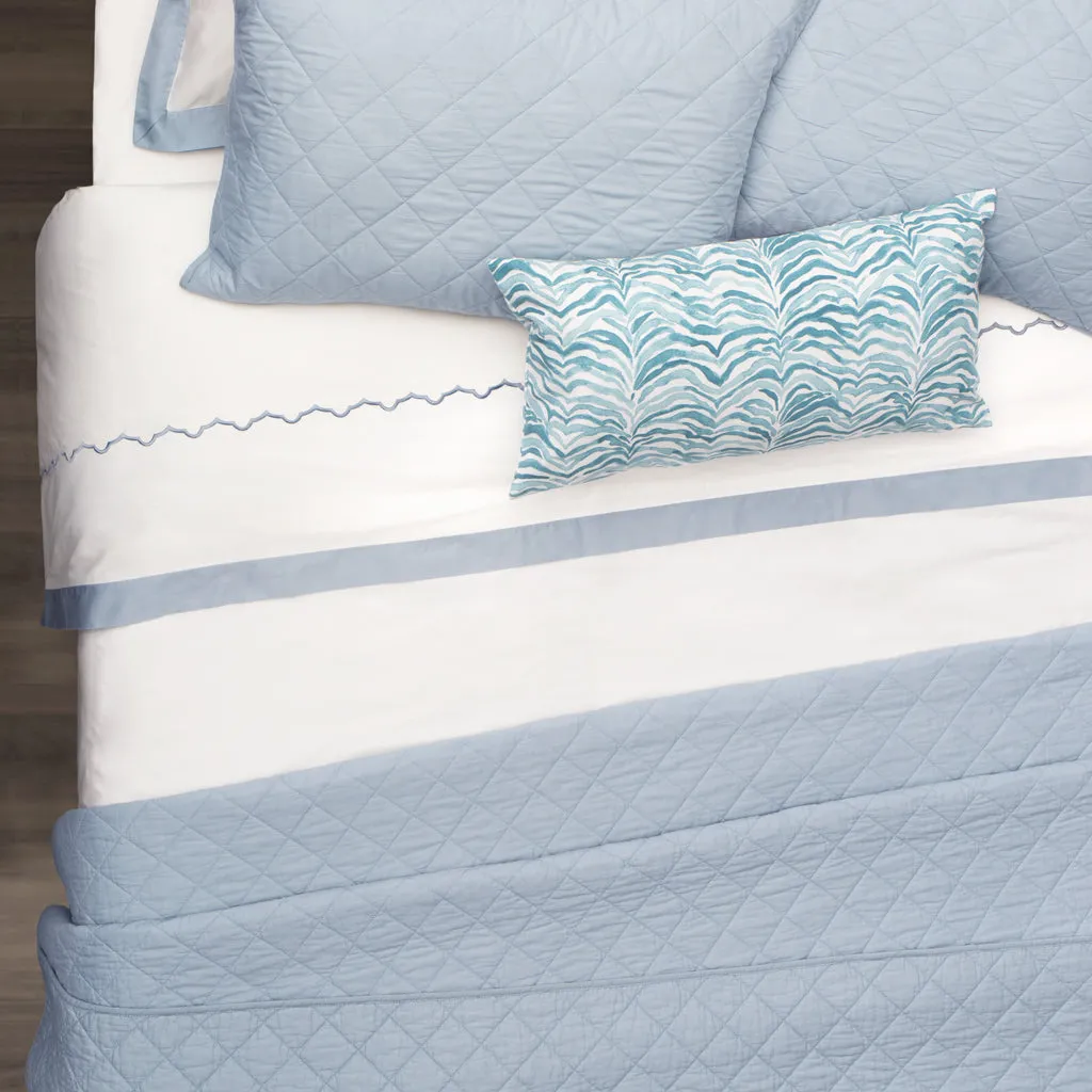 The French Blue Scalloped Embroidered Sheet Set