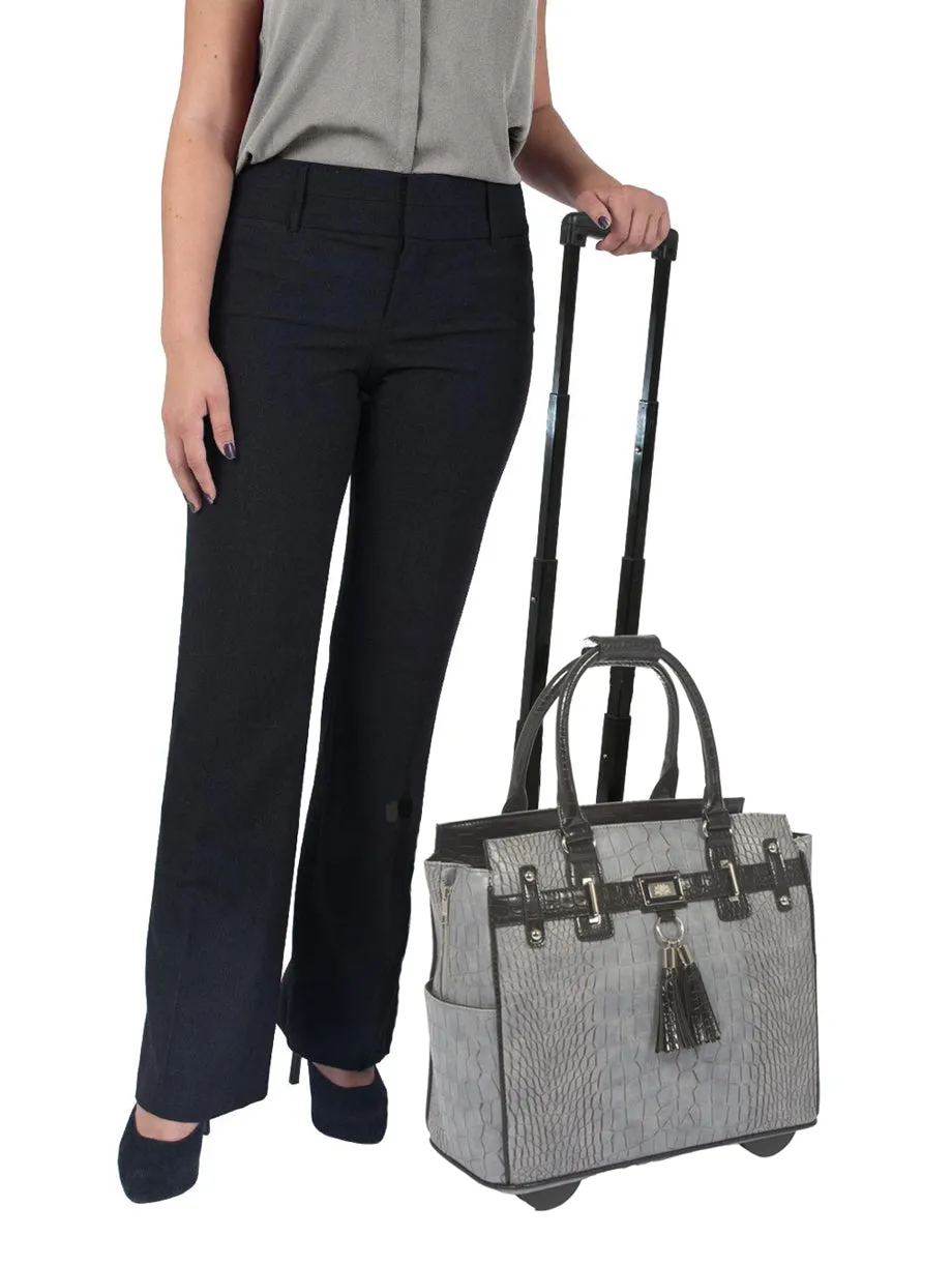 The Greystone Rolling Ladies Laptop Tote Bag, Women's Laptop Purse With Wheels