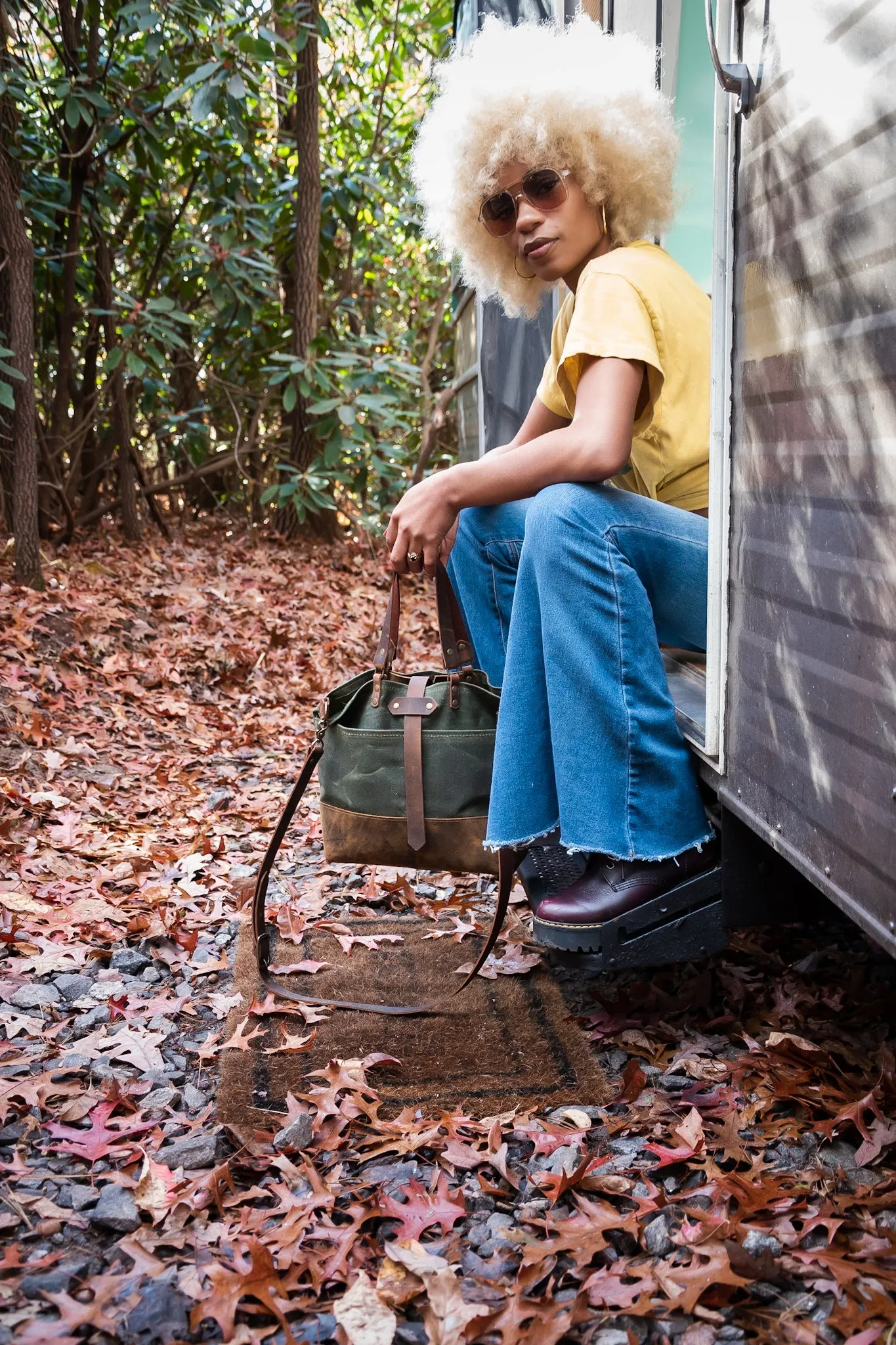 The ML Leather and Waxed Canvas Tote | Medium Tote | Made in USA | Extra Pockets