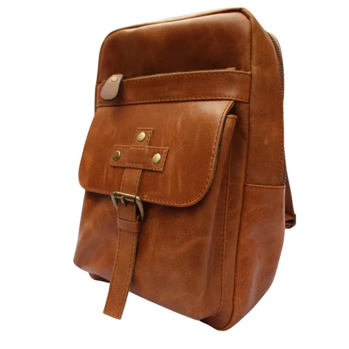 Toffee Brown Leather Crossbody Bag