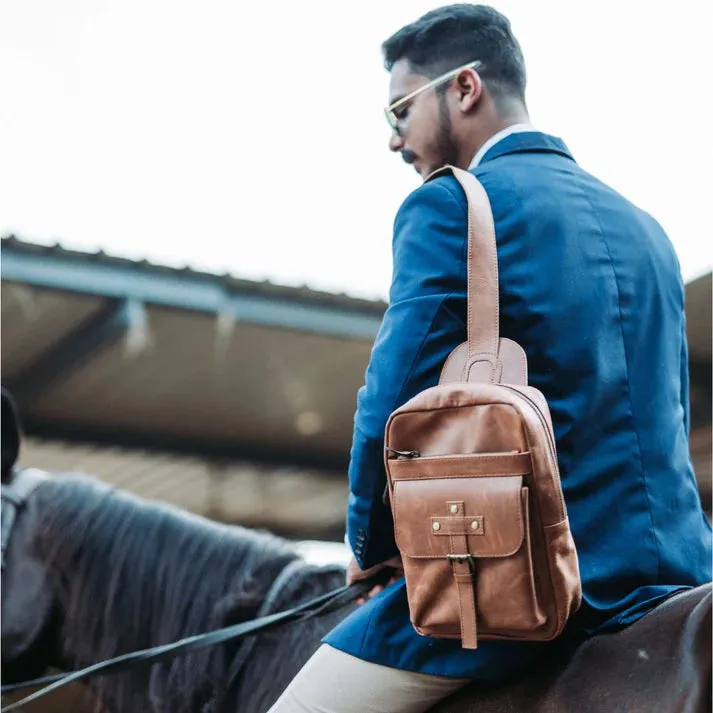 Toffee Brown Leather Crossbody Bag