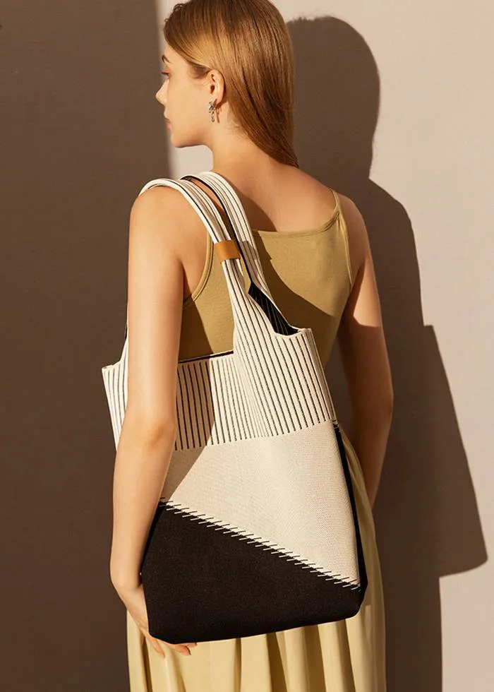 Two Tone Canvas Colorblock Tote Bag