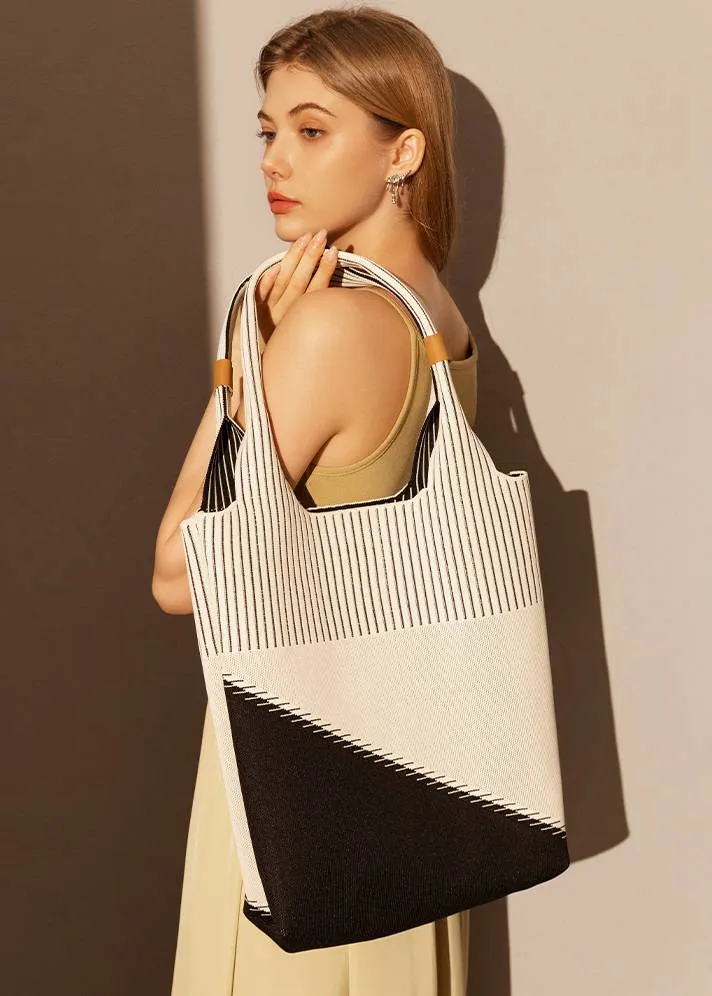 Two Tone Canvas Colorblock Tote Bag