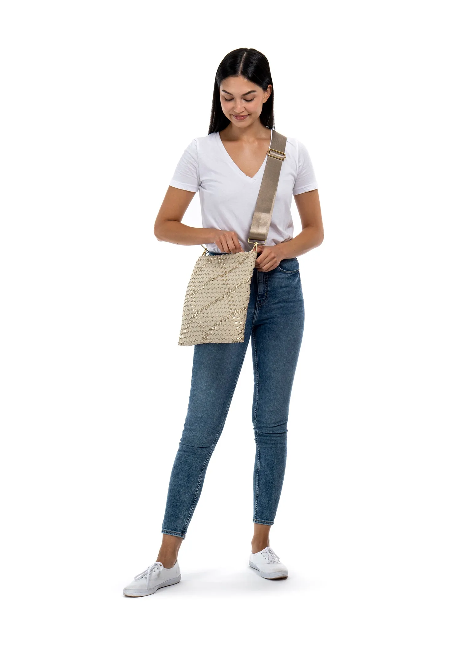 Val Buff Convertible Woven Crossbody