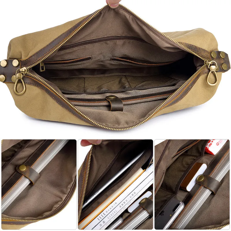 Vintage Canvas Shoulder Bag for Laptops and Outdoor Travel