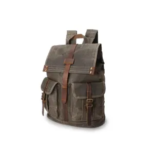 Vintage Waxed Canvas With Leather 21 Liters Men's Backpack