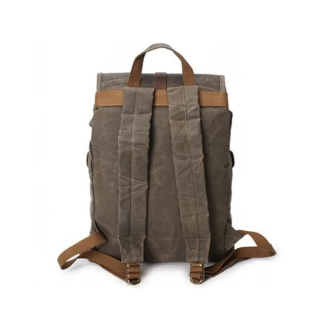 Vintage Waxed Canvas With Leather 21 Liters Men's Backpack