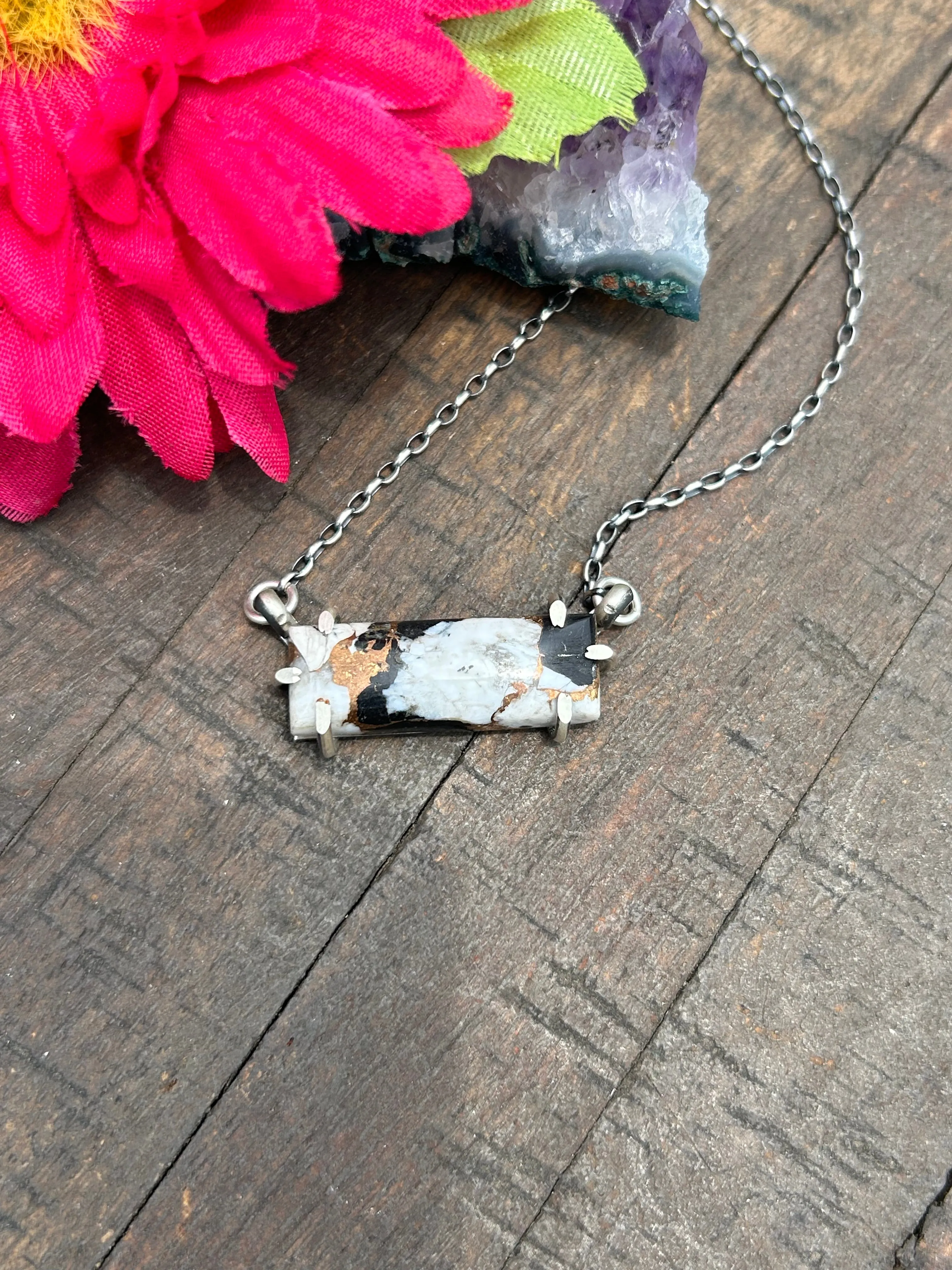 Waterproof White Buffalo Remix Bar Necklace #8