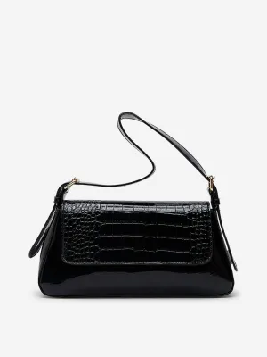 Westside Black Textured Faux-Leather Shoulder Bag