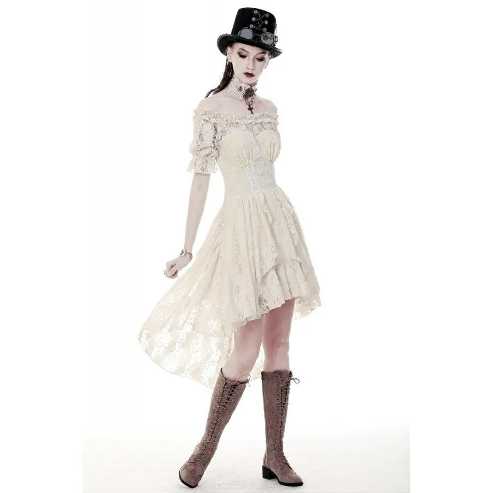 Women's Gorgeous Vintage Ruched Ruffled Beige Dresses