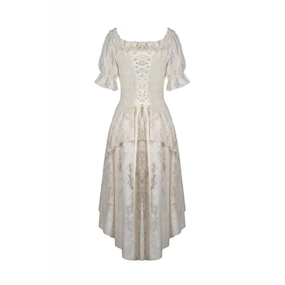 Women's Gorgeous Vintage Ruched Ruffled Beige Dresses