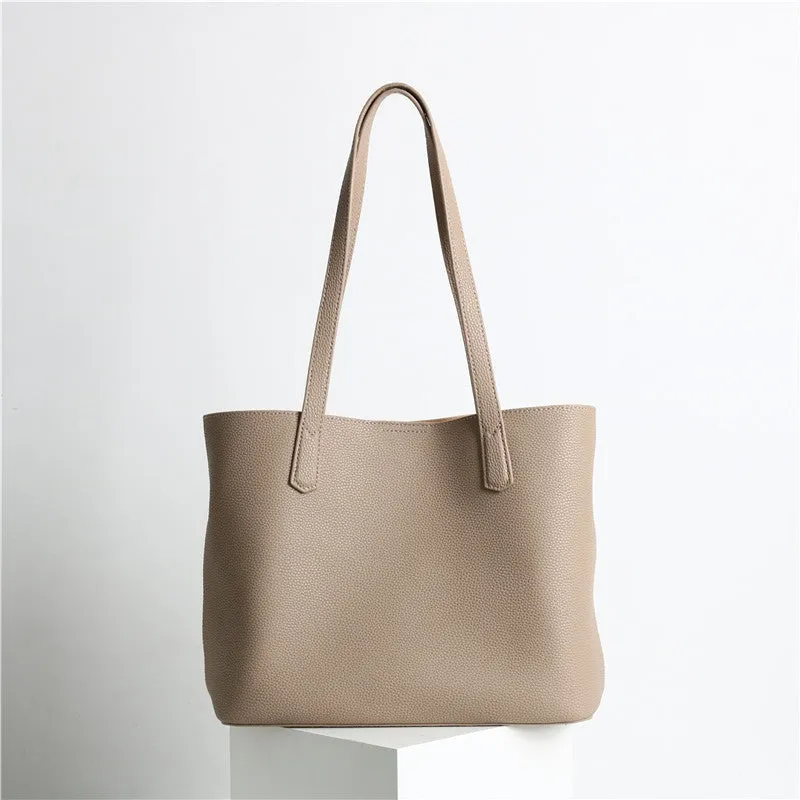 Women's Large Leather Shopping Tote Bag