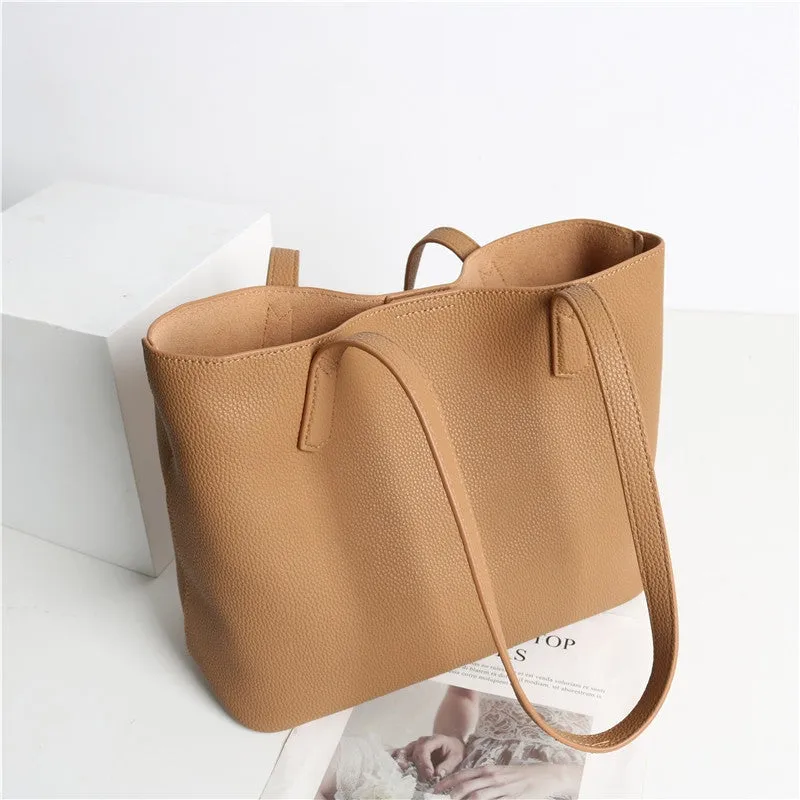 Women's Large Leather Shopping Tote Bag