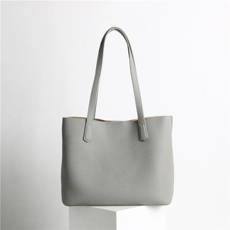 Women's Large Leather Shopping Tote Bag