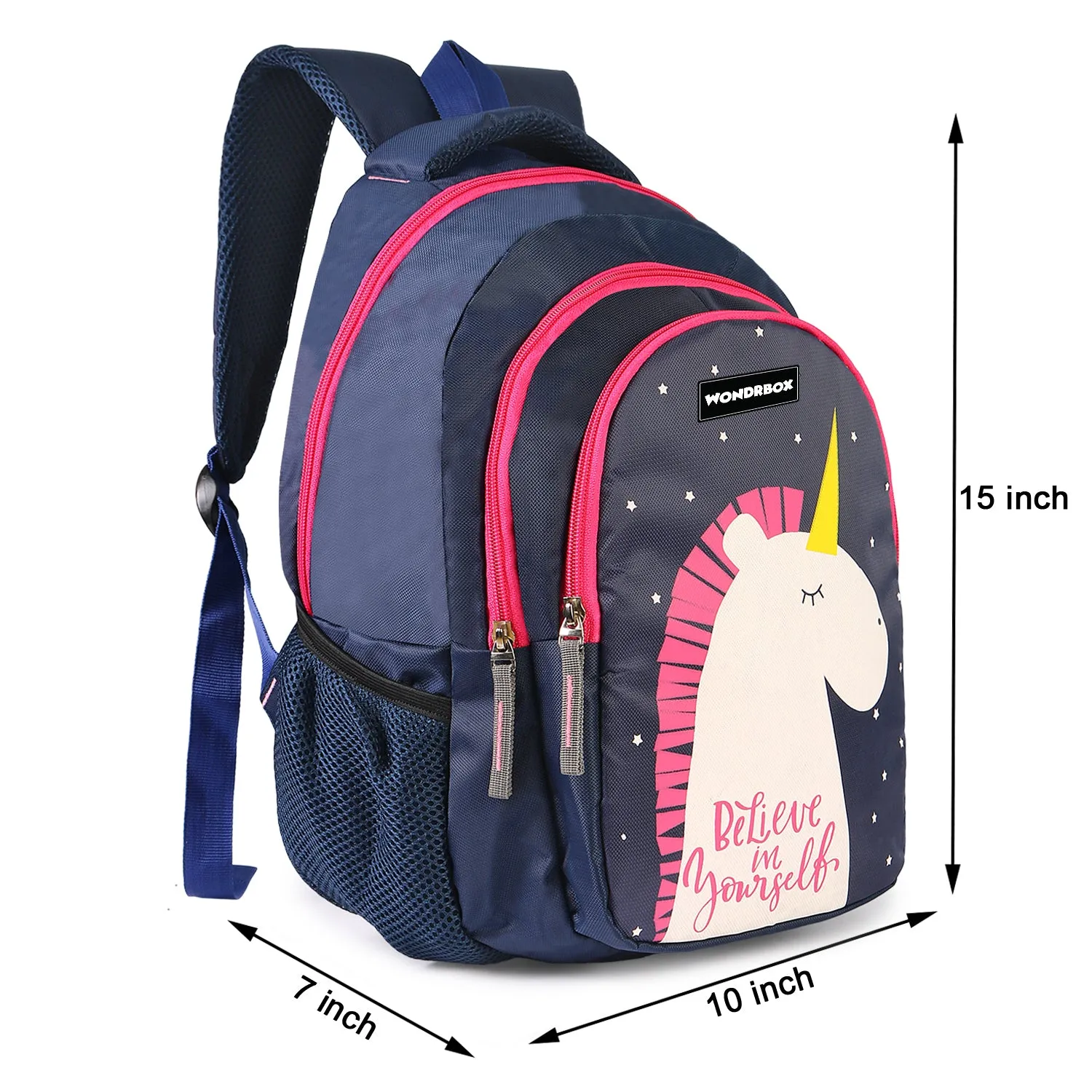 WONDRBOX 32 Litres Unicorn School Bag For Girls Age 8 and above