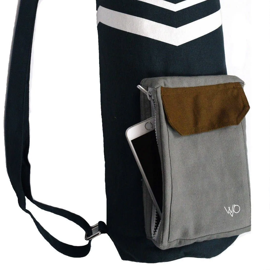 Yoga Mat Bag Organic Cotton Fair Trade Blue Grey