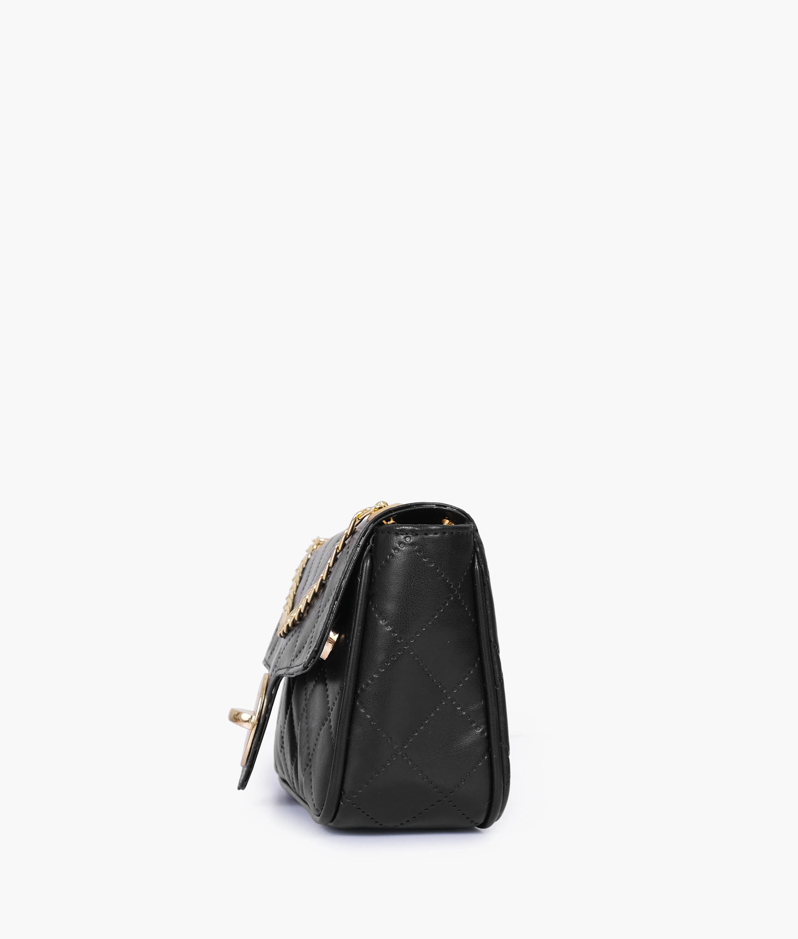 Zenvy Black Quilted Chain Shoulder Bag