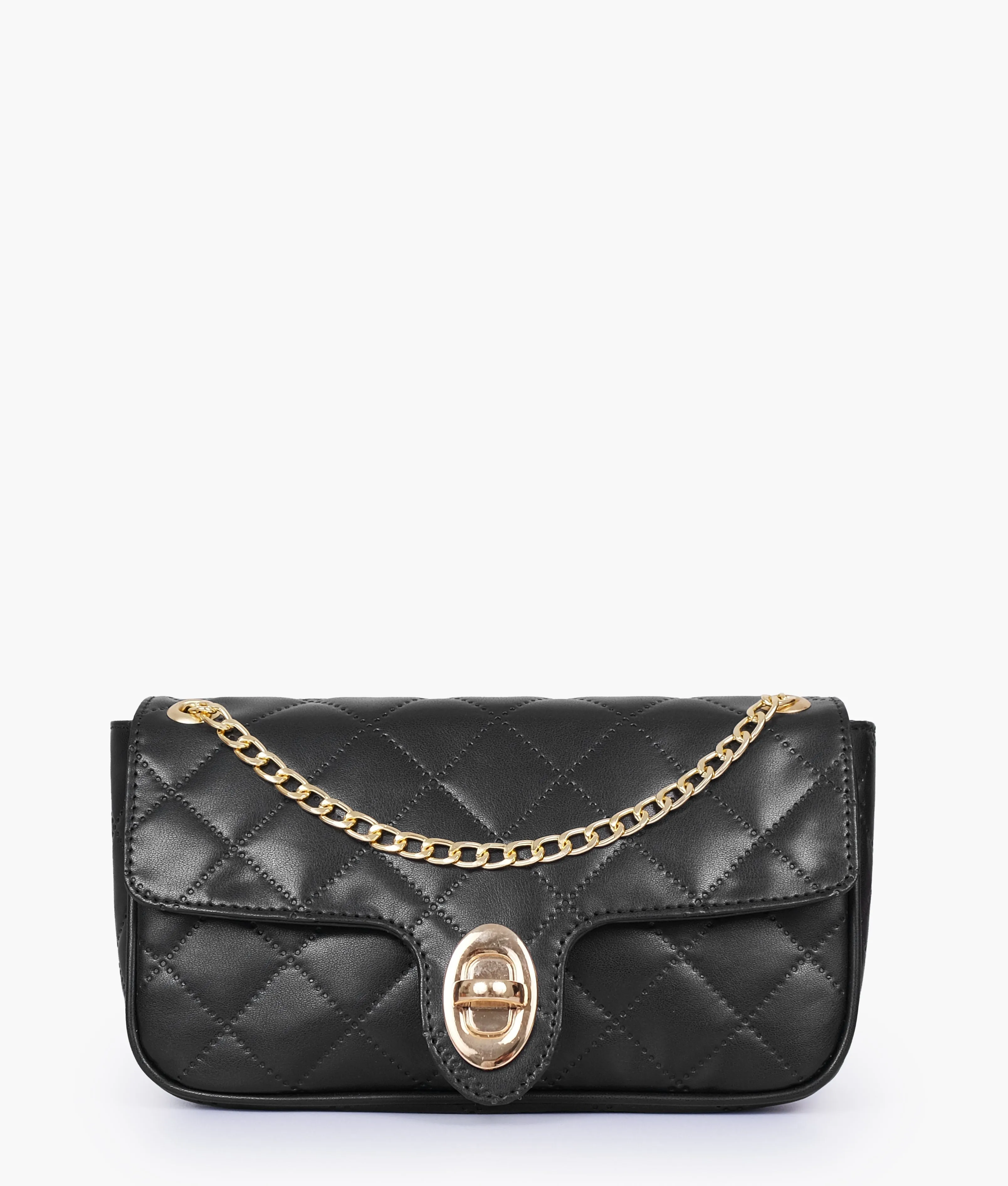 Zenvy Black Quilted Chain Shoulder Bag